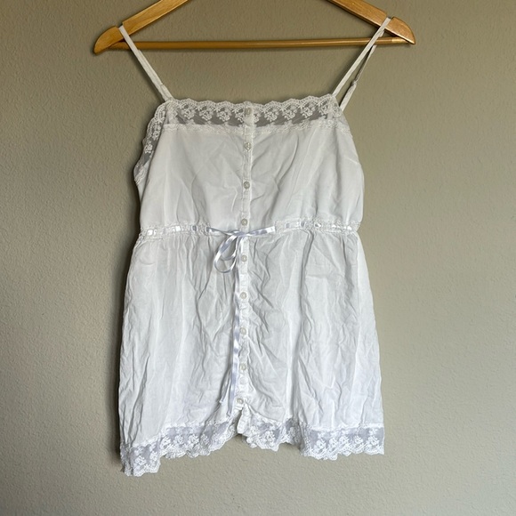 Candie's Tops - Candies Large White Lace Ribbon Coquette Babydoll Y2K Top